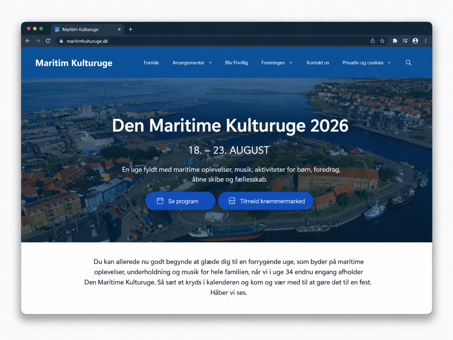Hjemmesider - Screenshot Maritimkulturuge.dk