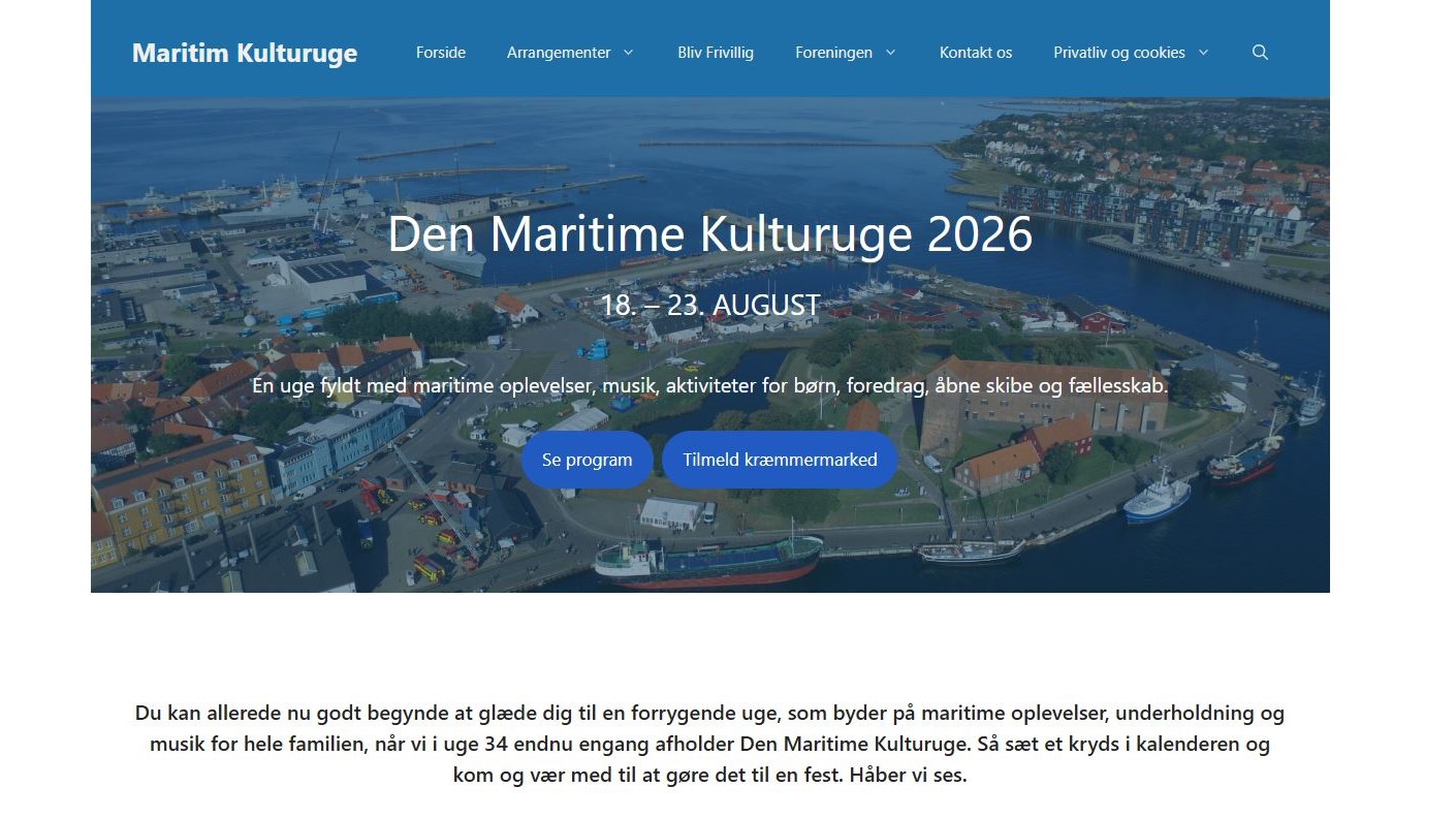 Screenshot af hjemmesiden maritimkulturuge.dk